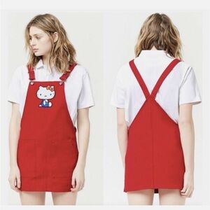 Hello Kitty Sanrio Red‎ Denim Overall Dress Jumper Pinafore | Size M